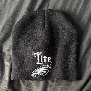 Miller Lite Black Beanie with Eagles Logo